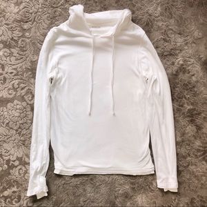 Vince Hooded Long Sleeve White Pima Cotton Shirt